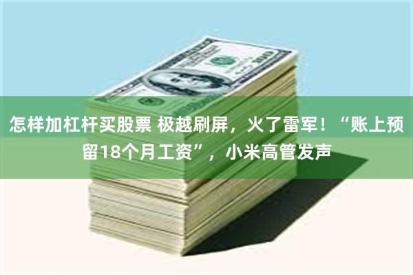 怎样加杠杆买股票 极越刷屏，火了雷军！“账上预留18个月工资”，小米高管发声