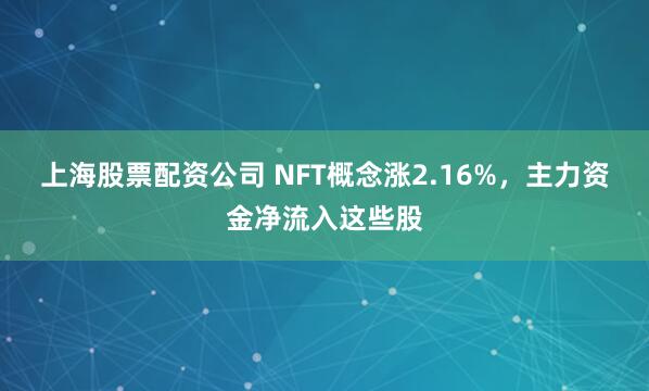 上海股票配资公司 NFT概念涨2.16%，主力资金净流入这些股