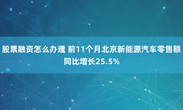 股票融资怎么办理 前11个月北京新能源汽车零售额同比增长25.5%