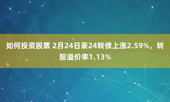 如何投资股票 2月24日豪24转债上涨2.59%，转股溢价率1.13%